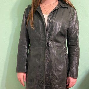 Doma black leather coat